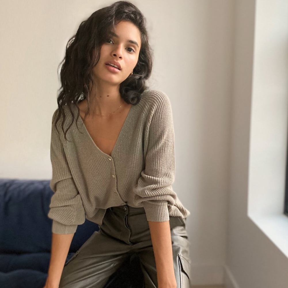 Aritzia wilfred granada cardigan, basil green